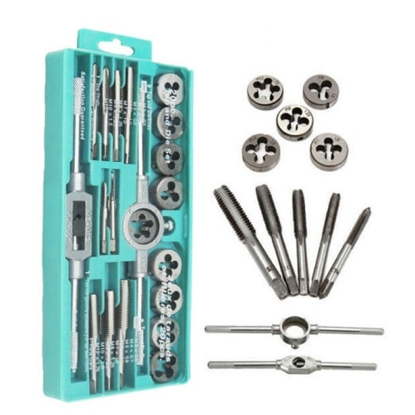 Metrisk Hånd Tapp og Die Set M3-M12 Skrue Gjenge Plugger Rett Taper Reamer Verktøy