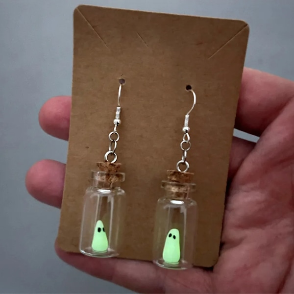Ghost in Bottle Øreringe Glow in the Dark Ghost Dangle Øreringe Luminous Halloween Smykker