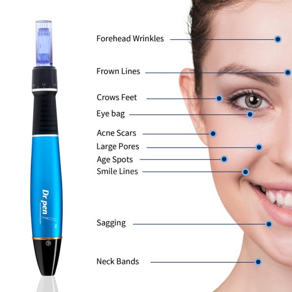 Trådløs Microneedling Pen med 12stk patron Kit Derma Pen