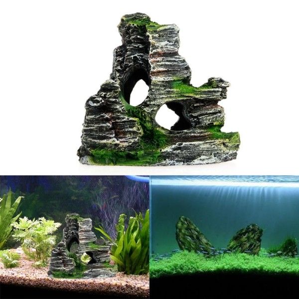 Hjem Akvarie Sten Hule Fisk Kank Dekorationer Ornament Bjerg Skjule Gule Akvarie Tilbehør