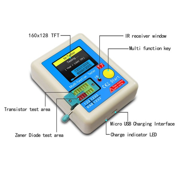 Transistor Tester TFT Diode Triode Kapasitans Måler