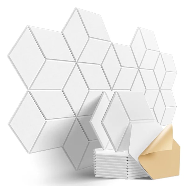 12 Pack Hexagonal Självhäftande Akustik paneler Ljudsäker skum paneler