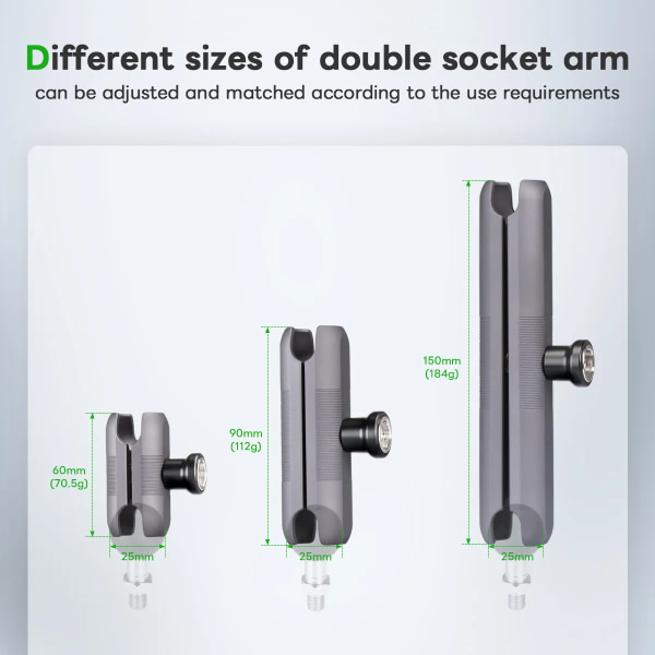 Aluminium Stöldskydd Dubbel Socket Arm För RAM fästen 25mm Kula & Cykel Motorcykel Telefon fäste