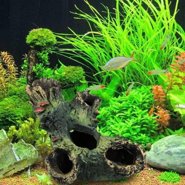 Harpiks Steier Fisk Tank Landskap Akvarium Dekorasjon Stein Fjell Gjemme Gule Kjæledyr Rekvisita Ornament 1stk