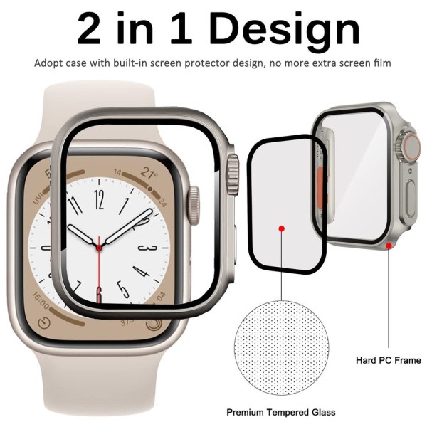 Apple Watch Case 45mm Glass Utseende Oppgradering ultra iWatch Series 8 7
