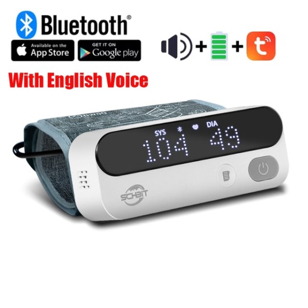 Engelsk Voice Arm Bluetooth Opladbar Lang Tid Bruk Medisinsk Blod trykk monitor