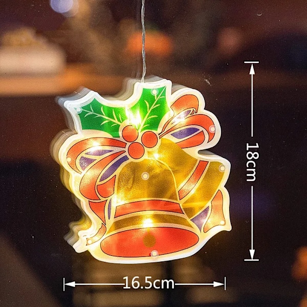 Jul Fönster Ljus LED Blinkande Hängande Jul Fönster Silhuett Dekor med Sugkopp Krok till Jul