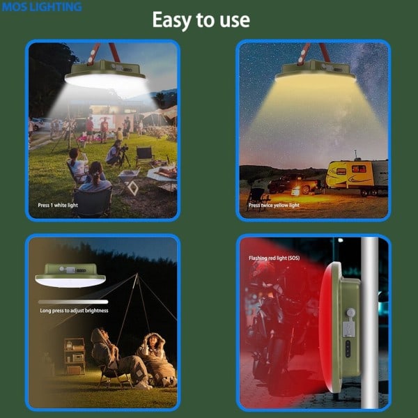 Genopladelig LED Camping Stærk Lys med Magnet Zoom Bærbar Lommelygte Telt Lys