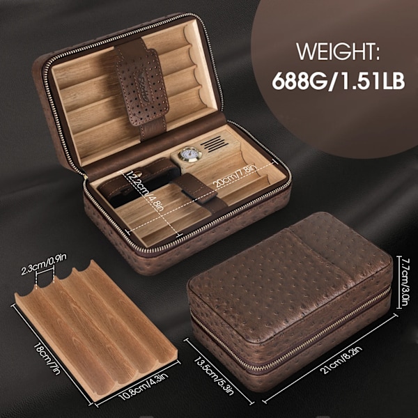 Scotte cigarr humidor box läder cigarr fodral