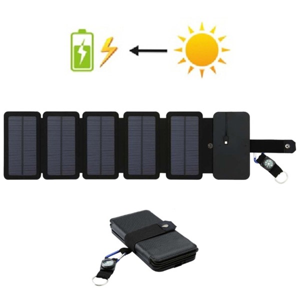 Foldning Udendørs Solar Panel Oplader Bærbar 5V 2.1A USB Output Enheder Camp Vandreture rygsæk