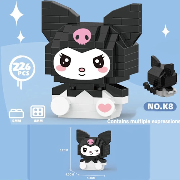 Bygning Blokk Anime Figur Kuromi Sammensatt Leker Dekorativt Ornament Modell Barn's Puslespill Dukker