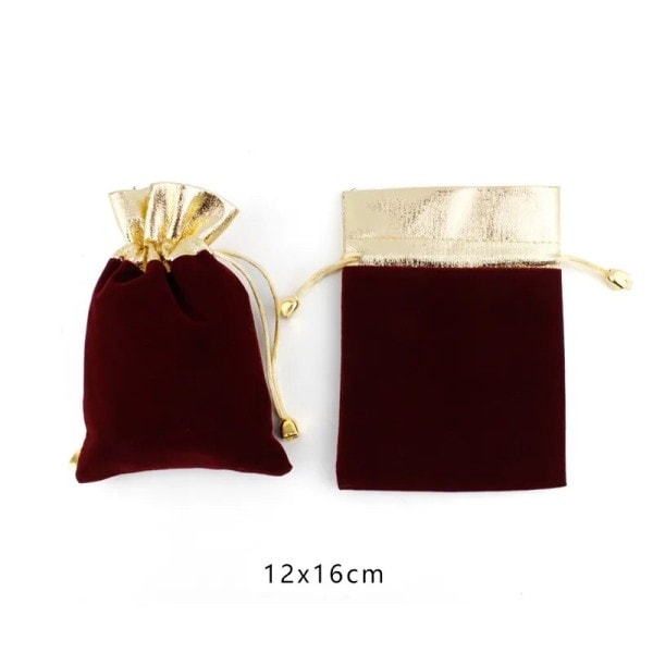 5 kpl vintage sametti pakkaus laukut viini punainen organza kiristysnauha lahja laukut