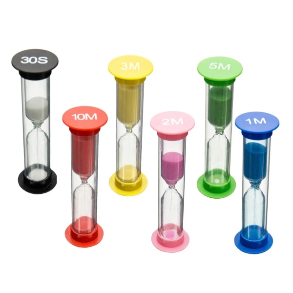 Sæt med 6  Sand Timer Plastic Timeglas Timer Farverigt Sandglas Timeglas lille