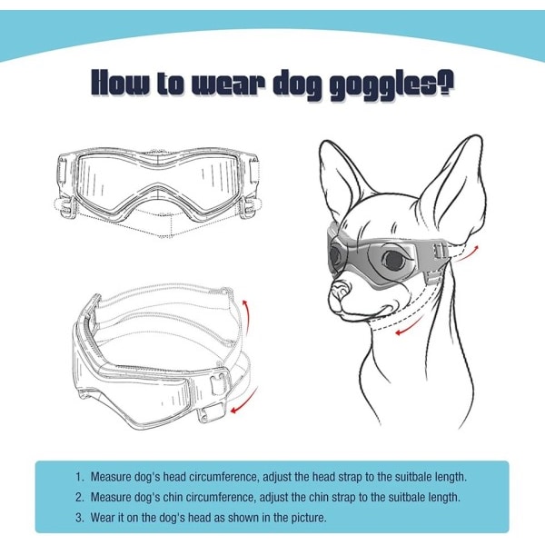 Hund glasögon liten ras lätt bär liten hund solglasögon,Ajusterbara UV skydd valp solglasögon