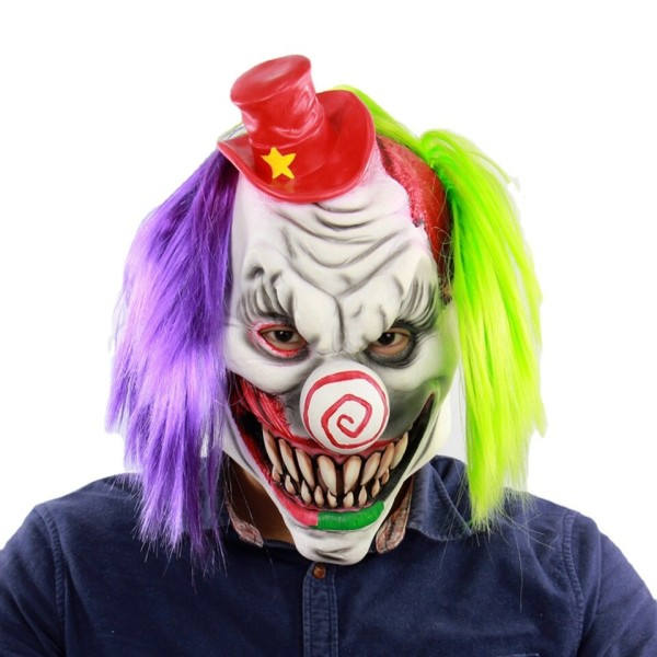 Skräck Clown Latex Mask Skrämmande Grimace Vuxen Full Huvud för Halloween Maskerad Fest Dräkt Cosplay Rekvisita