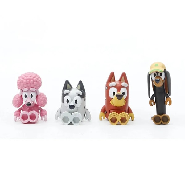 12 Bykker Blå Bingo Figurleker Familie Kawaii Movable Joint Action Figur Leker