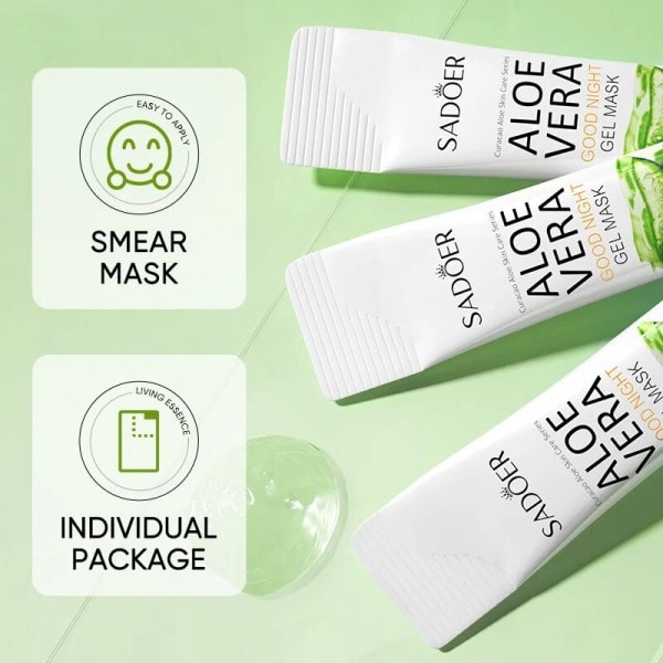 20 bitar Aloe Vera Gel Bärbar Ansiktsmask Lugnande Och Reparerande Efter Återfuktande Hydraterande Skrymp porer Sömn mask