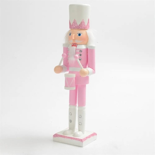 Nötknäppare Rosa Glitter Soldat Docka Kreativt Slöjd Figurin Trä docka Jul presenter prydnader