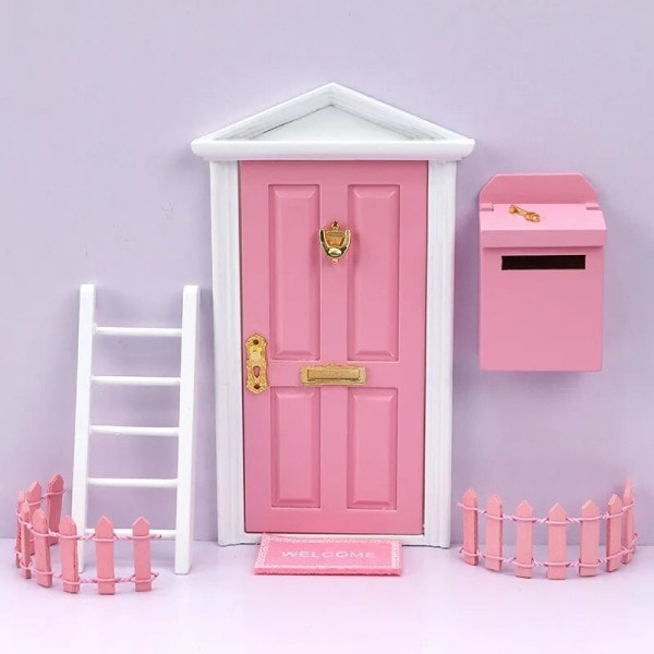 Miniatyr Tre Alv Dør Tann Even Dør Mini Hus Tilbehør Leteom Leke Leke Gave for Barn