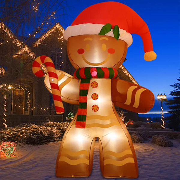 Jul Gummibåter Pepperkaker Mann med innebygd LED pynt til jul fest