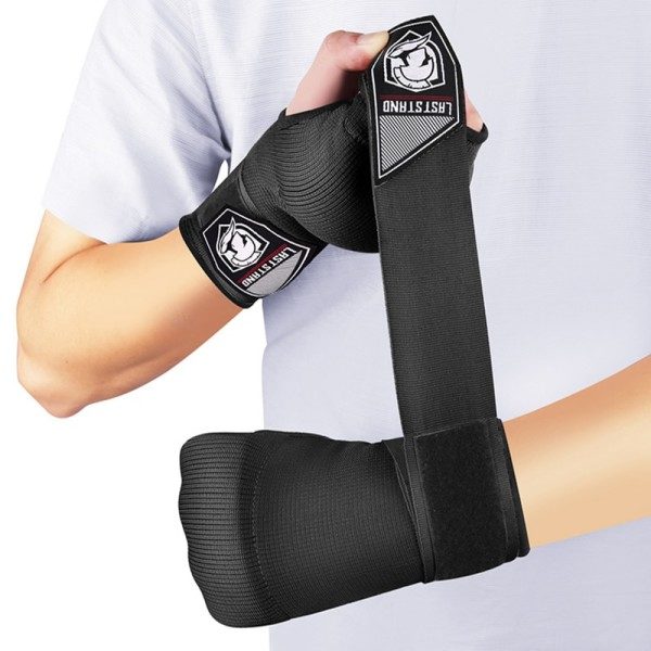 Gel boxning hand omslag handskar justerbara halvfinger handskar stöd med lång handled rem