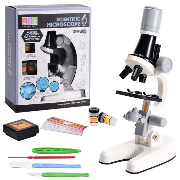 Lapset tiede oppimis mikroskooppi esikoulu lelu sarja LED 1200x koti koulu tiede kokeilu pakkaus