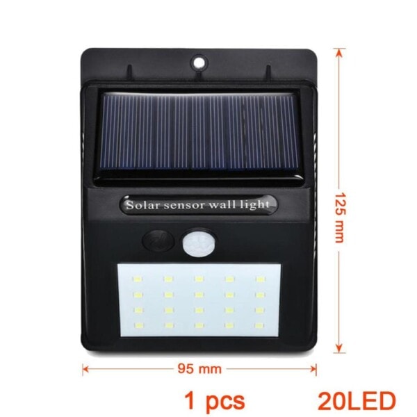 20LED auringonvalo ohjaus PIR liike anturi aurinko energia katu valo