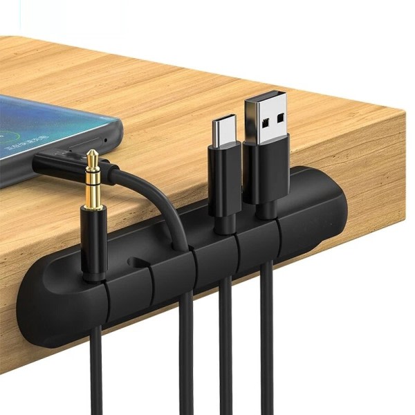 L16 Kabel Organizer Silicone USB Winder Desktop Rydning Management Clips Holder til Mus Hovedtelefon ledning