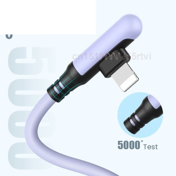 90 grader USB kabel til iPhone 14 13 12 11 Pro Max XR XS 8 7 6s 5s hurtig opladning oplader data kabel