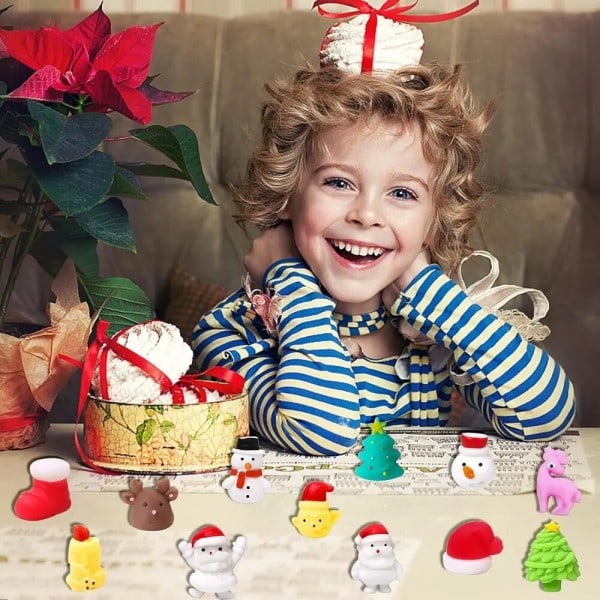 Jul 24 biter for barn voksen nissen Claus Snømann Squishy Fidget Leker