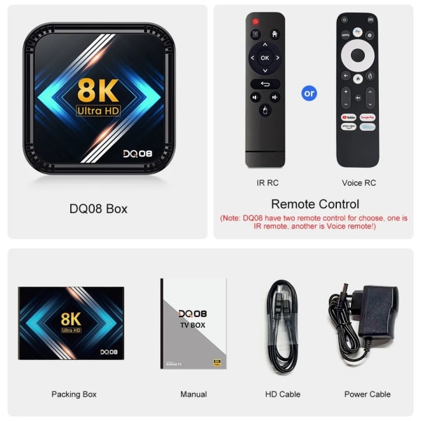Smart TV Box Android 13 neli ydin Cortex A53 tuki 8K Video 4K HDR10 Dual Wifi BT Google Voice