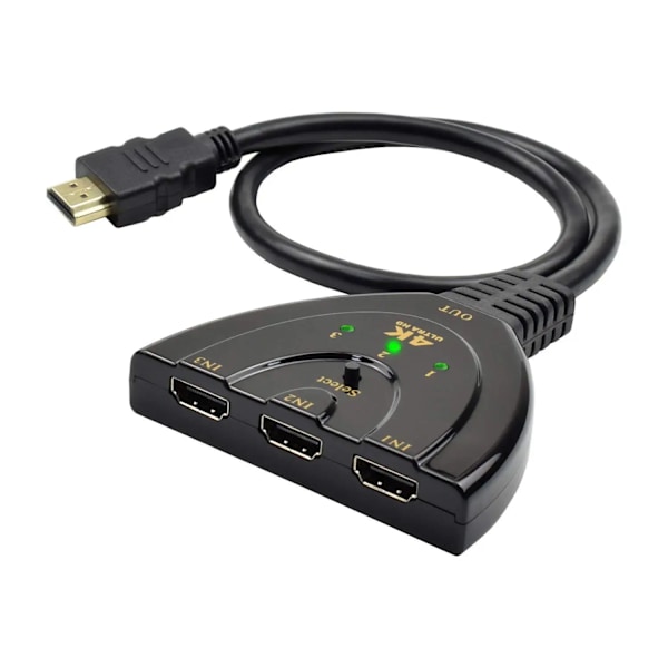 Mini 3 Port 1.4b 4K Switcher Splitter 1080P 3 in 1 out Port Hub