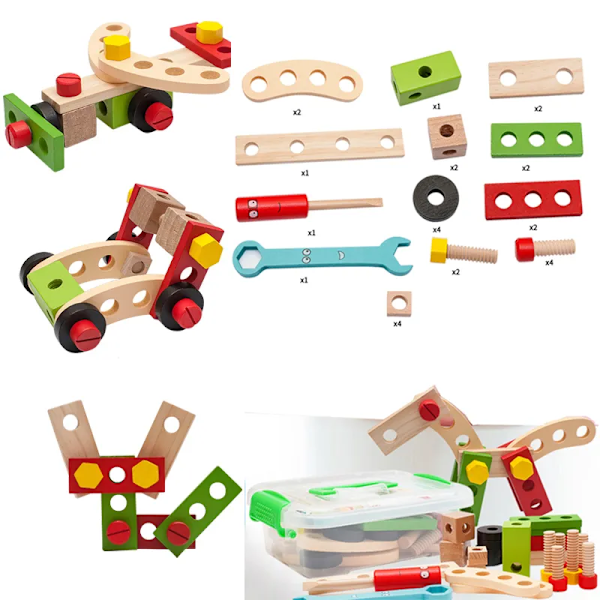 Koulutus Montessori Lapset lelut Puinen Toolbox Pretend Play setti