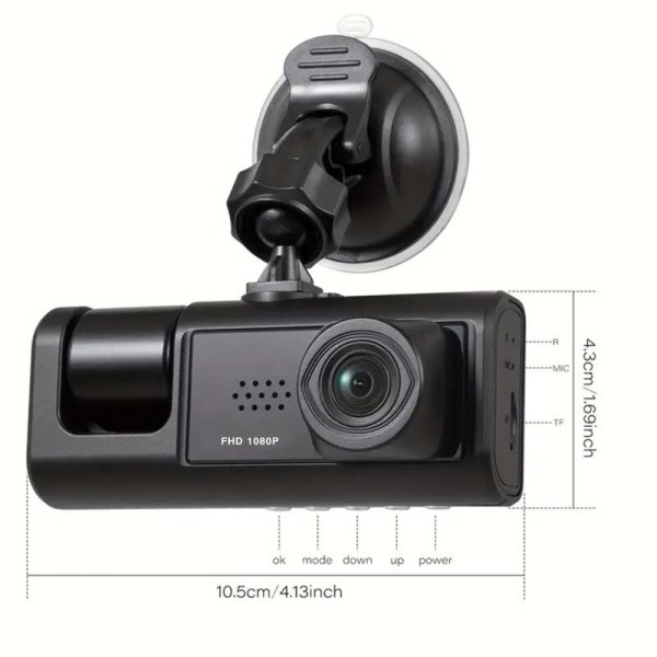 Dash Cam Natt Vision Loop Inspelning IPS Skärm Kamera