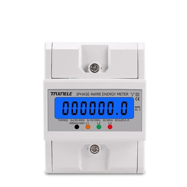 Din skena 380V 3 fas 4 tråd elektronisk watt ström förbrukning energi mätare wattmätare