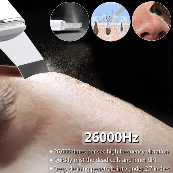 Ultraljud Peeling Remover Blackhead Ansikts Skin Scrubber Ansiktsbehandling Spad Djup rengöring Ansiktslyft Avlägsnande