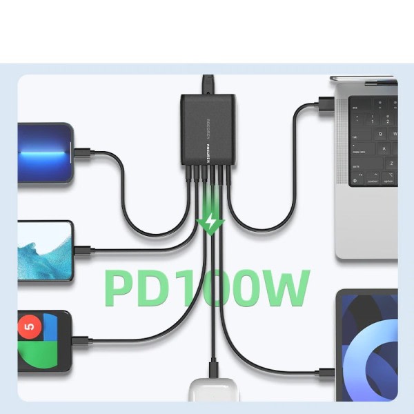 Flere Type C lader USB C PD Rask lader Hurtig lading 4.0 3.0 Desktop Ladestasjon