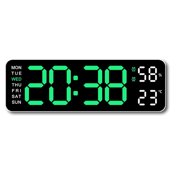 Stor Digital Væg Ur Temperatur og Fugtighed Uge Skærm Lysstyrke Justerbar Elektronisk LED Bord Alarm Ur 12/24H