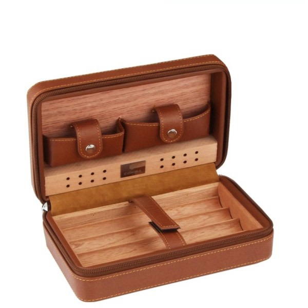 Humidor cigar æske rejse cigar etui læder ceder træ cigar humidor æske