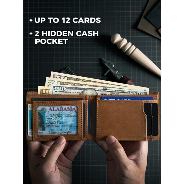 Crazy Häst Läder Dollar Klämma Enkel RFID Män's plånbok med Air Tag Cover