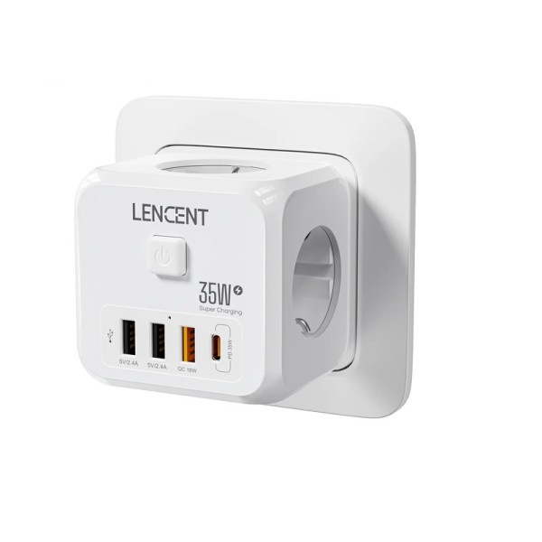 Power Strip Vägg Socket med  USB QC  Typ C PD 35W Snabb Laddare Adapter