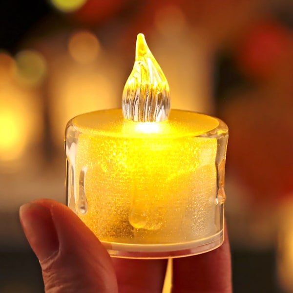48 stykker flammefri led stearinlys til hjem jul fest bryllup pynt