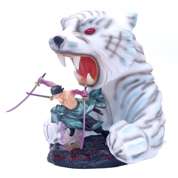 [Funny] Anime One piece Zoro White tiger scene action figur Statue PVC legetøj Luffy dukke