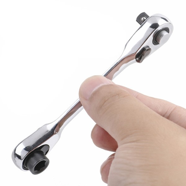 Mini 1/4 inch Double Ended Quick Socket Ratchet Nøgle Stang Skruetrækker Bit Værktøj
