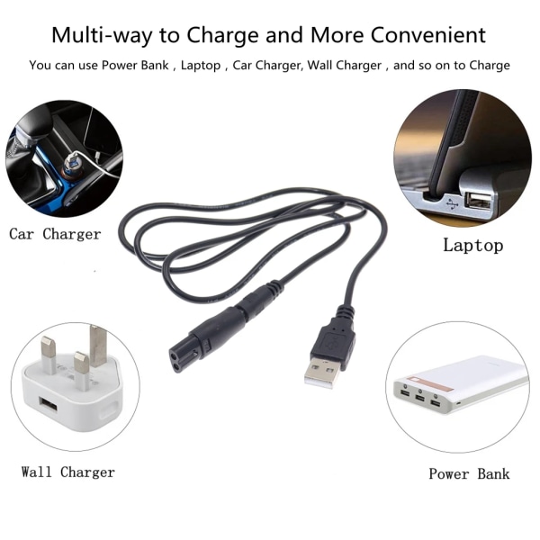 Professionell Strömsladd 5V Ersättning Laddare USB Adapter Lämplig för Alla Slags Elektriska Hårklippare