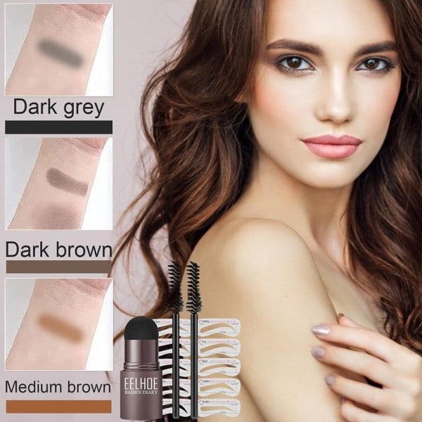 N Øyenbryn Pulver Sjablon Sminke Shadow Stick Ett Trinn Øyenbryn Shaping Langvarig Stempel Kit