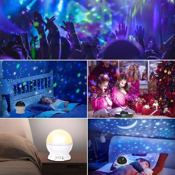 Stjerne Projektor Lampe LED Natt Lys Baby Dekor Roterende Barnehage Måne Galaxy Projektor