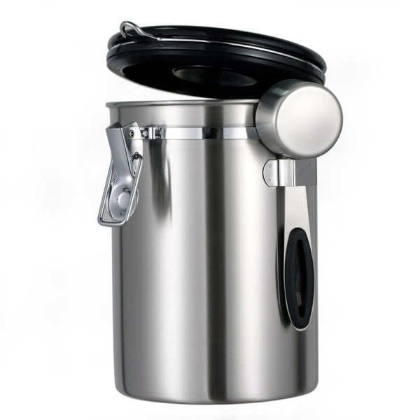 Rustfrit stål CO2 ventil opbevaring beholder med scoop - Holder din kaffe frisk smagende