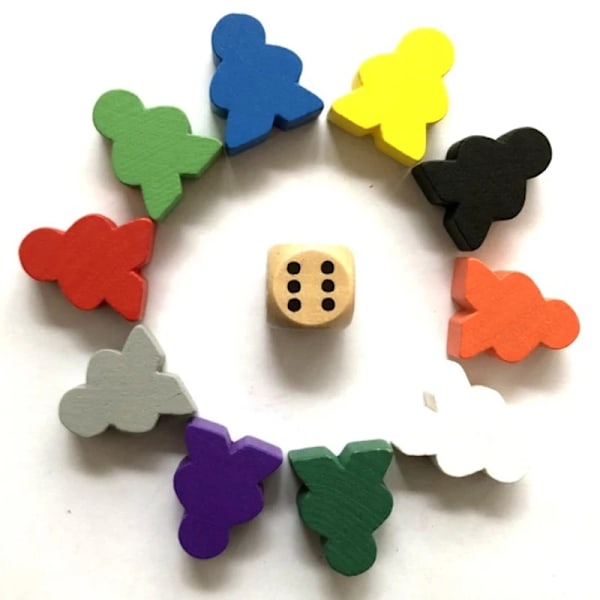 10 bitar med 1 trä tärning stor trä humanoid stora meeples schack pjäser för brädespel 1,9*2,4*1CM
