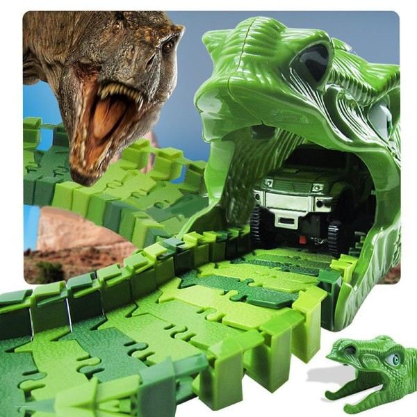 153 stykker Dinosaur Elektrisk Jernbane Bil Jernbane Legetøj Sæt Fleksibelt Udskiftelig Samlet Byggeklodser Bane til børn